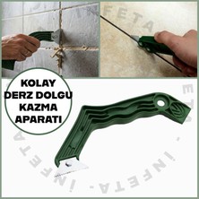 İnfeta Derz Kazıyıcı Plastik Saplı Çift Bıçaklı Derz ve Dolgu Kazıma Aparatı Dayanıklı Malzeme