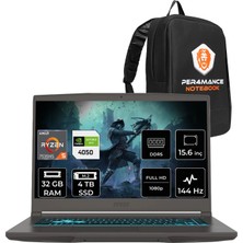 MSI Msı Thin A15 Ryzen 5 7535HS RTX4050 6gb 32GB Ram 4tb SSD 15.6" Fhd 144Hz Freedos B7VE076XTRP320 Gaming Laptop + Per4 Çanta