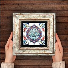 Mabeyn Çini Sanatı Taş Duvar Tablosu - Çerçeveli Taş Tablo - Dekoratif Duvar Sanatı - Modern Ev ve Ofis Duvar Dekoru T1-28