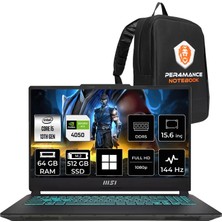 MSI Msı Cyborg 15 I5 13420H RTX4050 6gb 64GB Ram 512GB SSD 15.6" Fhd 144Hz WIN11 Pro A13VE2268XTRNNP422 Gaming Laptop + Per4 Çanta