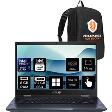 Asus Expertbook B3 Flip Core 7 150U 8gb Ram 512GB SSD 14" Fhd Touch WIN11 Pro B3402EC1132P342 Notebook + Per4 Çanta