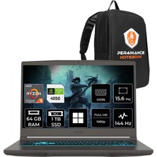 MSI Msı Thin A15 Ryzen 5 7535HS RTX4050 6gb 64GB Ram 1tb SSD 15.6" Fhd 144Hz WIN11 Pro B7VE076XTRP423 Gaming Laptop + Per4 Çanta