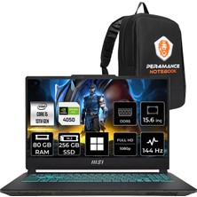 MSI Msı Cyborg 15 I5 13420H RTX4050 6gb 80GB Ram 256GB SSD 15.6" Fhd 144Hz WIN11 Home A13VE2268XTRNNP381 Gaming Laptop + Per4 Çanta