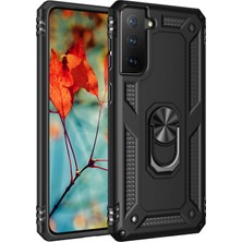 Svoria Store Mey Ithalat®  Samsung Galaxy S21 Plus Kılıf Sofya Yüzüklü Silikon Kapak - Siyah
