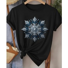 Nigrum Pardus Nıgrum Pardus Yeni Sezon Kar Tanesi Baskılı %100 Pamuk Büyük Beden Kadın T-Shirt