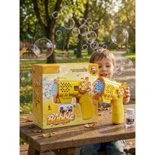 Pilli Işıklı Köpük Çıkaran Baloncuk Tabancası, 6 Delikli Bubble Gun