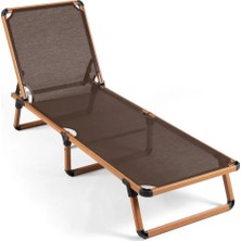 Missidea Alüminyum Katlanır ve Taşınır Şezlong Teak+Gold Black