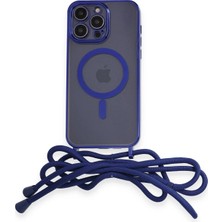 Svoria Store Mey Ithalat®   iPhone 14 Pro Max Kılıf Divo Lazer Askılı Magsafe Kapak - Mavi