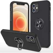 Svoria Store Mey Ithalat®   iPhone 12 Mini Kılıf Elit Yüzüklü Kapak - Siyah