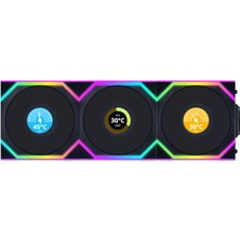 Lian Li Uni Fan Reverse Sl Wireless LCD 3X120MM Rgb Kablosuz Kasa Fanı Siyah