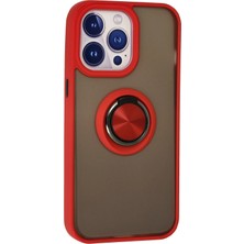 Svoria Store Mey Ithalat®   iPhone 15 Pro Kılıf Montreal Yüzüklü Silikon Kapak - Kırmızı