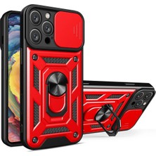 Svoria Store Mey Ithalat®   iPhone 16 Pro Kılıf Pars Lens Yüzüklü Silikon - Kırmızı