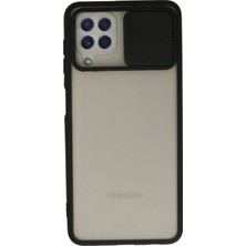 Svoria Store Mey Ithalat®  Samsung Galaxy A22 Kılıf Palm Buzlu Kamera Sürgülü Silikon - Siyah