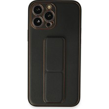 Svoria Store Mey Ithalat®   iPhone 13 Pro Max Kılıf Coco Deri Standlı Kapak - Siyah