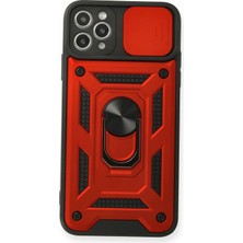 Svoria Store Mey Ithalat®   iPhone 11 Pro Max Kılıf Pars Lens Yüzüklü Silikon - Kırmızı