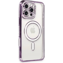 Svoria Store Mey Ithalat®   iPhone 16 Pro Max Kılıf Joke Simli Magneticsafe Kılıf - Derin Mor