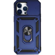 Svoria Store Mey Ithalat®   iPhone 14 Pro Max Kılıf Pars Lens Yüzüklü Silikon - Lacivert