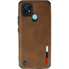 Svoria Store Mey Ithalat®  Realme C21 Kılıf Loop Deri Silikon - Kahverengi