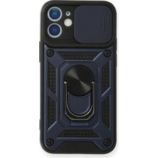 Mey Ithalat®   iPhone 12 Kılıf Pars Lens Yüzüklü Silikon - Lacivert