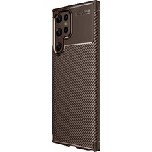Mey Ithalat®  Samsung Galaxy S25 Ultra Kılıf Auto Focus Karbon Kapak - Kahverengi