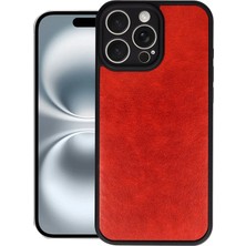 Svoria Store Mey Ithalat®   iPhone 16 Pro Kılıf Aras Deri Kapak - Kırmızı