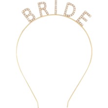 Mey Ithalat® Altın Gold Renk Bekarlığa Veda Kristal Taş Bride Tacı Ithal 16X10 cm