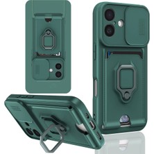 Mey Ithalat®   iPhone 16 Kılıf Zuma Kartvizitli Yüzüklü Silikon - Yeşil
