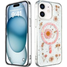 Mey Ithalat®   iPhone 12 Kılıf Daisy Simli Magsafe Kapak - Pembe