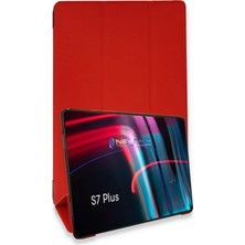Mey Ithalat®  Samsung Galaxy T970 Tab S7 Plus 12.4 Kılıf Tablet Smart Kılıf - Kırmızı