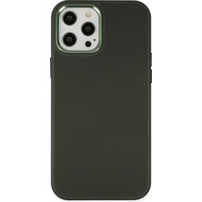 Mey Ithalat®   iPhone 12 Pro Max Kılıf Asya Deri Silikon - Koyu Yeşil