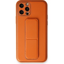 Mey Ithalat®   iPhone 12 Pro Kılıf Coco Deri Standlı Kapak - Turuncu