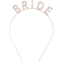 Mey Ithalat® Rose Gold Renk Bekarlığa Veda Kristal Taş Bride Tacı Ithal 16X10 cm