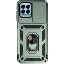 Mey Ithalat®  Samsung Galaxy M33 Kılıf Pars Lens Yüzüklü Silikon - Yeşil