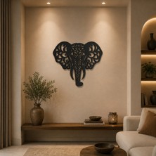 Youday Fil Kafası Mdf Duvar Dekoru 35X30 cm Siyah Lazer Kesim Modern Duvar Süsü Salon Ofis Antre Tablosu