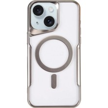 Mey Ithalat®   iPhone 15 Plus Kılıf Boyi Magsafe Silikon Kapak - Gümüş