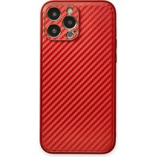 Mey Ithalat®   iPhone 13 Pro Max Kılıf Coco Karbon Silikon - Kırmızı