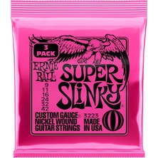 Ernie Ball Super Slinky Nickel Wound Electric Guitar Strings 3 Pack - 9-42 Gauge