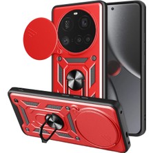 Mey Ithalat®   Mi 15 Ultra Kılıf Pars Lens Yüzüklü Silikon - Kırmızı