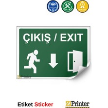 ZiPrinter Çıkış/ Exıt Isg Uyarı Levhası Etiket 15X21 cm