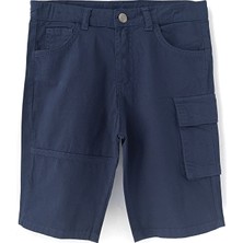 DobaKids Virtus Series Erkek Çocuk Kargo Cep Gabardin Pantolon Ayarlı Bel Detaylı Lacivert