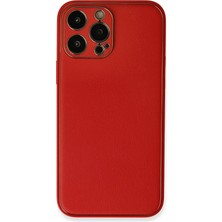 Mey Ithalat®   iPhone 13 Pro Kılıf Coco Deri Silikon Kapak - Kırmızı