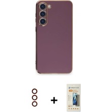 Marsilyan™- Galaxy S23 Plus Kılıf Yankı Serisi - Siyah 6d Mat Seramik Hayalet Nano Ekran Koruyucu + Metal Kamera Lens - Kı