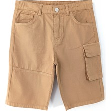 DobaKids Virtus Series Erkek Çocuk Kargo Cep Gabardin Pantolon Ayarlı Bel Detaylı Camel