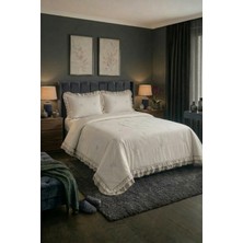 Lal Home Deco Pamuk Dolgulu Çift Kişilik Yatak Örtüsü Seti - Ekru 240X260 cm