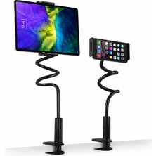 Bubitechh Esnek Kollu Telefon Tablet Tutucu Stand Masa Kenarı Sabitlemeli Siyah
