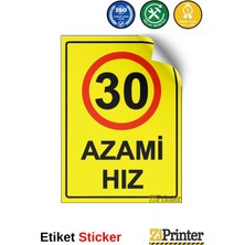 ZiPrinter 30 Azami Hız Isg Uyarı Levhası Etiket 15X21 cm