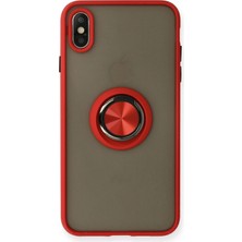 Mey Ithalat®   iPhone x Kılıf Montreal Yüzüklü Silikon Kapak - Kırmızı
