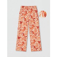 LC Waikiki Lcw Kids Turuncu Kız Çocuk Desenli Geniş Paça Pantolon