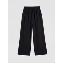 LC Waikiki Lcw Kids Siyah Beli Lastikli Geniş Paça Kız Çocuk Pantolon