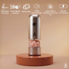 Pizen Windmill USB Şarjlı Otomatik Baharat Öğütücü LED Işıklı Ayarlanabilir Tuz Karabiber Değirmeni